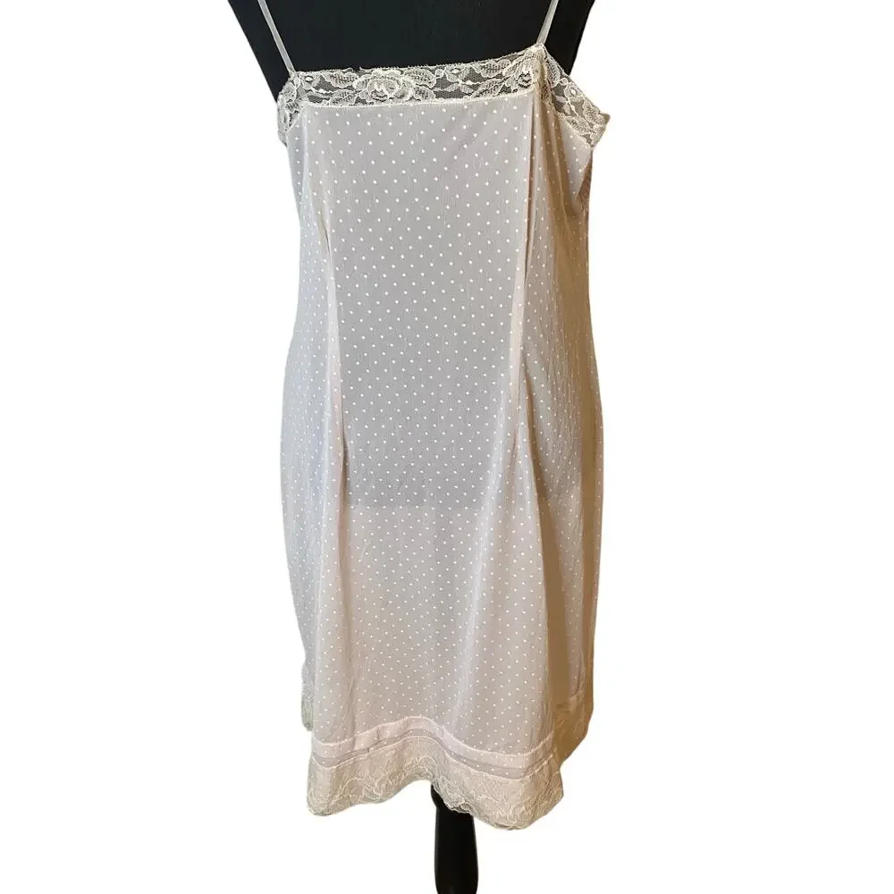 Vintage lace slip dress Pinup‎ Sheer lilac polka dot